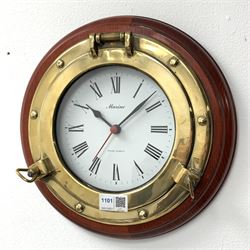 Late 20th century 'Marine' wall clock in the form of a ships porthole, powered by quartz movement, D31cm