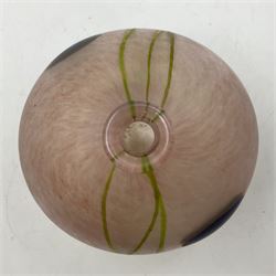 Norman Stuart Clarke vase, of squat spherical form, decorated with lustre lozenges and sea grass upon a pink ground, signed beneath, H10cm