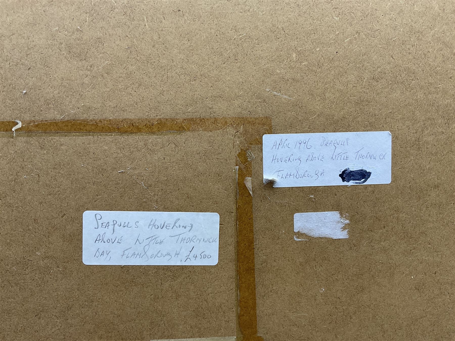 David Baumforth (British 1945-): 'Seagulls Hovering over Little Thornwick Bay Flamborough', mixed media on paper, signed titled and dated '96 on label verso 68cm x 113cm 
Provenance: with Walker Galleries, Harrogate, exhibition label verso