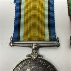 WWI Mercantile Marine pair of medals comprising British War Medal and Mercantile Marine Medal awarded to David J. Mordecai; both with ribbons (2)