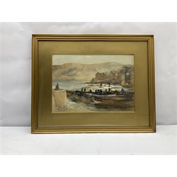 Robert Jobling (Staithes Group 1841-1923): Cobles on the Shore at Staithes, watercolour signed 27cm x 38cm