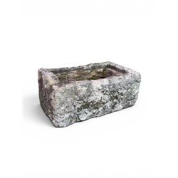 18th century hewn stone rectangular planter