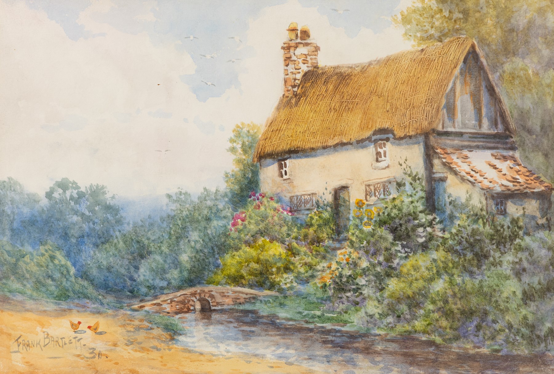 Frank Bartlett (British early 20th century): 'Cottage by the Road - Grassington' and 'Rural Cottage - Bolton Abbey', pair of watercolours signed and dated '30, titled on the mount 24cm x 35cm (2)