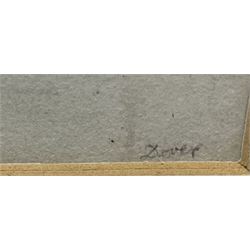 John Constable RA (British 1776-1837): 'Dover', pencil sketch titled and dated 1803, inscribed verso 14cm x 23cm 
Provenance: deceased estate/house clearance in the Leeds/York area, located in a suitcase with broken glass - back opened and glass replaced prior to auction. With The Little Gallery, 5 Kensington Church Walk, London W8, who were active around 1971-1975 specialising in big name artists but the pictures were often sketches, untypical works, thumbnail drawings etc (far more readily available at this period). There are many other examples of big name artist's pictures being sold with the same Gallery label in the same handwriting. The back of the drawing is inscribed 'J Constable' probably in the handwriting of John Fisher, his friend and patron, who on Constable's death dispersed many sketches and scrapbooks. Notes: Constable made a series of drawings, mainly of shipping, during his voyage on the East Indiaman 'Coutts' from London to Deal in April 1803. In a letter to his good friend John Dunthorne, dated 23rd May 1803, he writes 'I came on shore at Deal, walked to Dover (about one and a half hours) and the next day returned to London', giving him a half day in Dover.