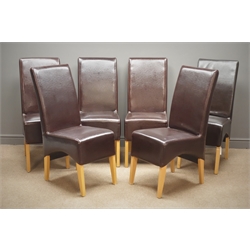  Set six high back leather dining chairs  