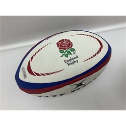 England Rugby official replica ball by Gilbert signed by Mike Tindall, together with a FIFA football