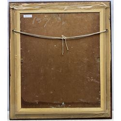 English School (Early/mid 20th century): Portrait of a Lady in the Artist's Studio, oil on board unsigned 60cm x 50cm