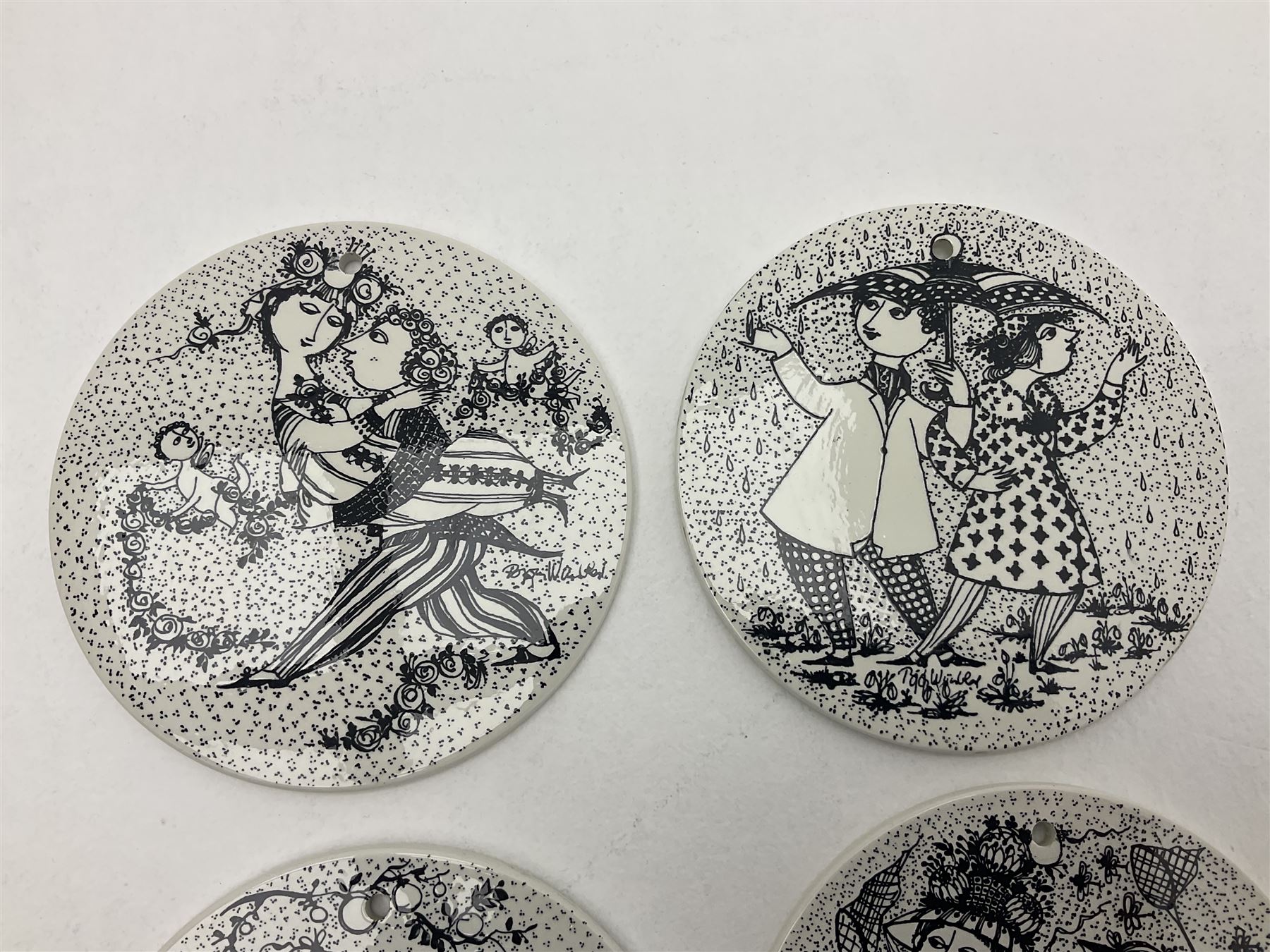 Bjorn Wiinblad for Nymolle Denmark set of twelve calendar wall plaques, D15cm