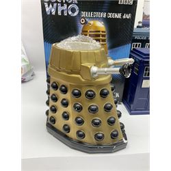 Doctor Who collectables to include ‘British Icon Dalek’ limited 50th anniversary edition in original box, collectors cookie jar, Dalek and Tardis related figures, sonic screwdrivers, small quantity of stamps, framed prints, books etc 