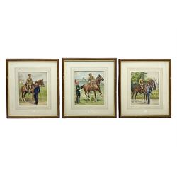 Set of three watercolours of military in