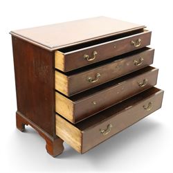 George III straight front mahogany chest, fitted with four graduating drawers with cockbeaded edges, raised on bracket feet