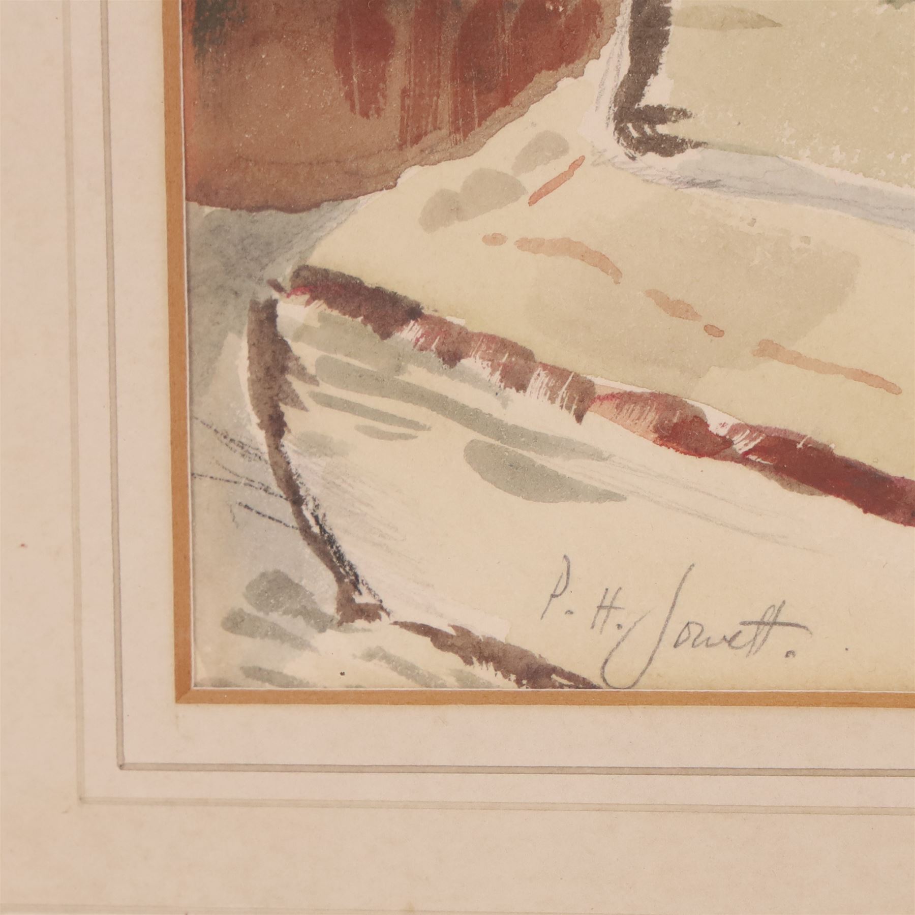 Percy Hague Jowett (British 1882-1955): Bouquet of Flowers on a Stack of Books, watercolour signed 40cm x 30cm