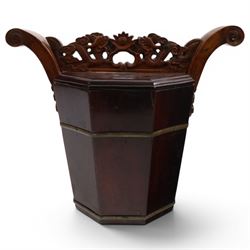 19th century Chinese red lacquer wedding basket, with a carved handle in the form of dragons, H25cm
