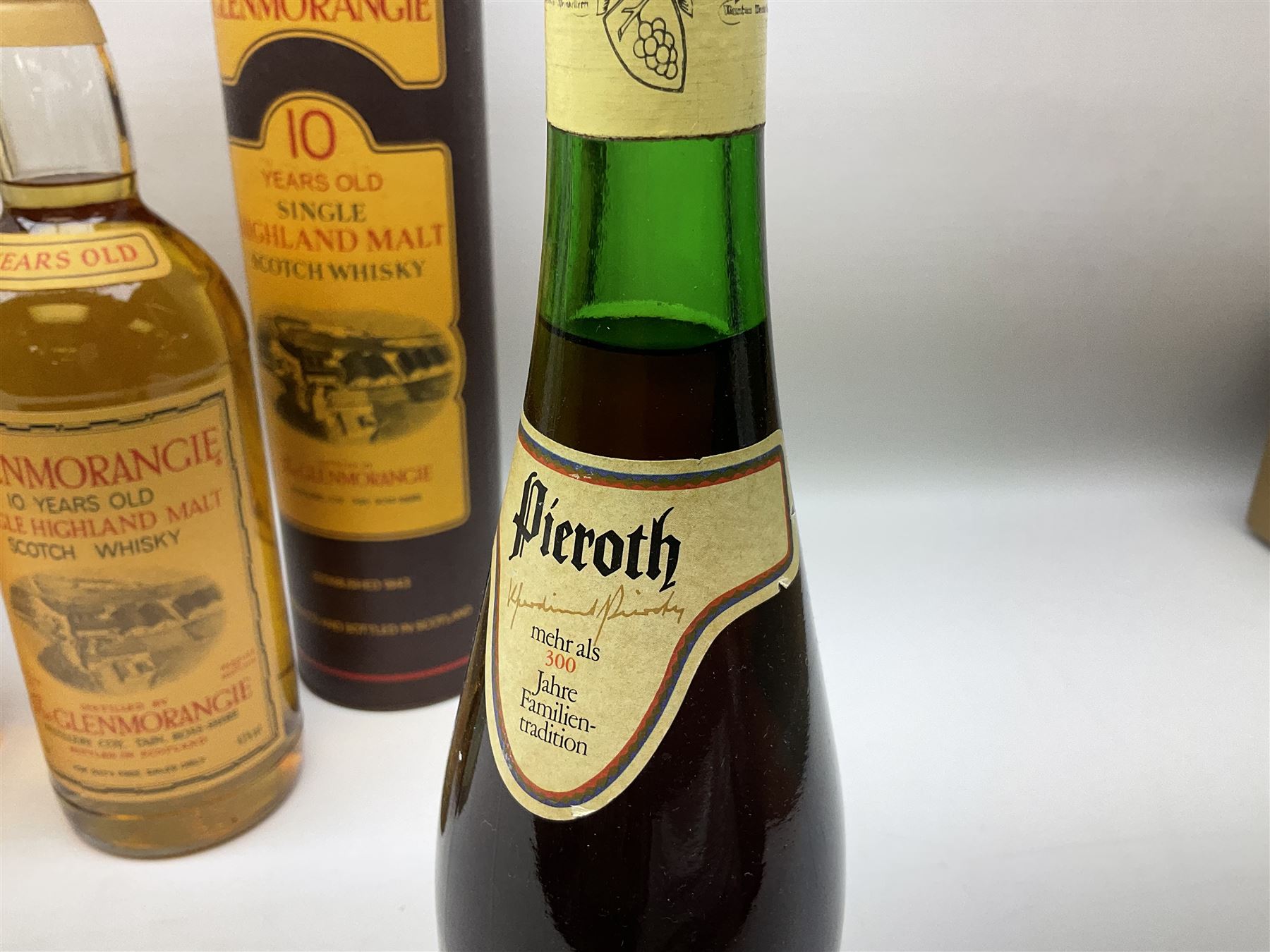 Mixed alcohol to include Glenmorangie 10 years old single Scotch whisky, Cardhu 12 year old Malt whisky, Ferdinand Pieroth 1949 Gau-Odernheimer Petersberg Beerenauslese, etc various contents and proofs