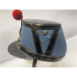 WW1 French Ecole Speciale Militaire Saint-Cyr shako with metallic tricolor cockade and scarlet pompom c1914