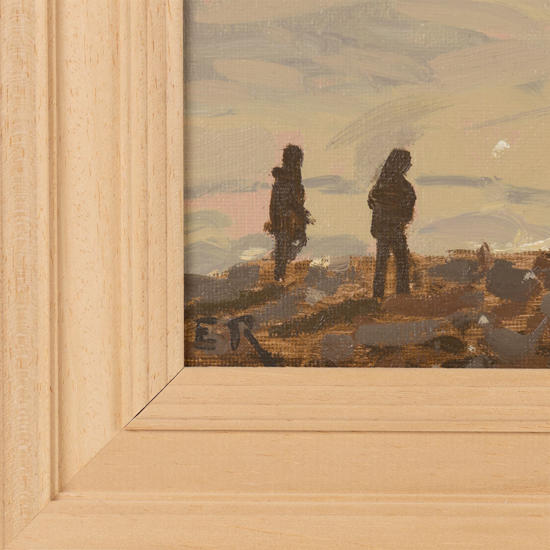 Elliot Roworth (British 1994-): 'Beach Day - Brighton', oil on canvas board signed with initials, titled and dated February 2023 verso 18.5cm x 23.5cm