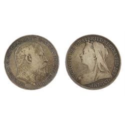 King Edward VII 1902 and Queen Victoria 1895 crown coins