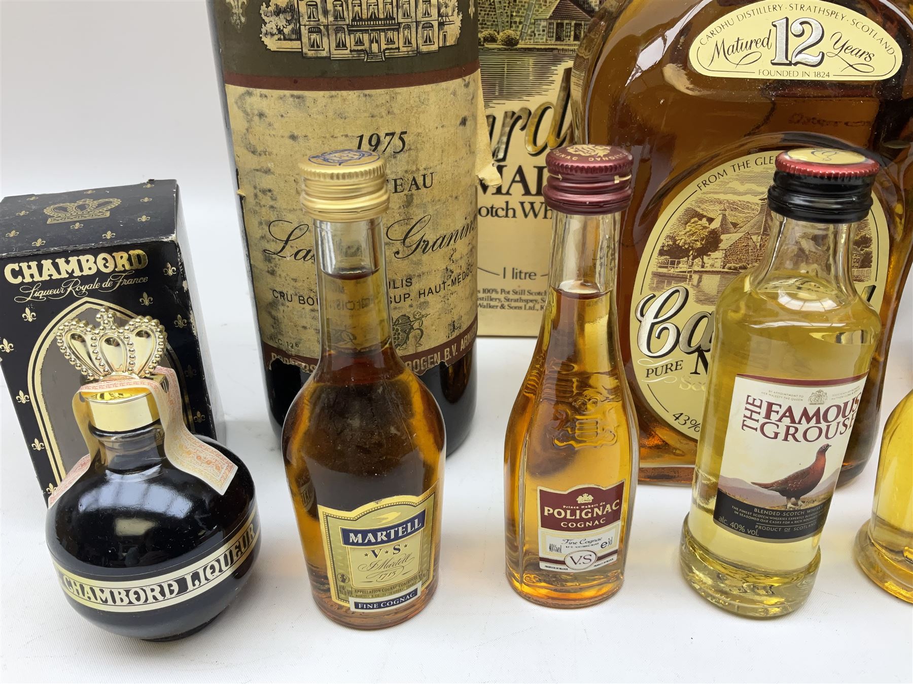 Mixed alcohol to include Glenmorangie 10 years old single Scotch whisky, Cardhu 12 year old Malt whisky, Ferdinand Pieroth 1949 Gau-Odernheimer Petersberg Beerenauslese, etc various contents and proofs