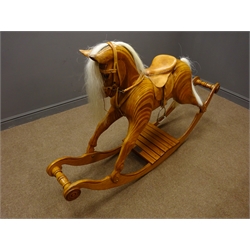  Ply wood carved rocking horse, 'Wayside Rockers Evesham P & A.J. Taylor', L175cm  