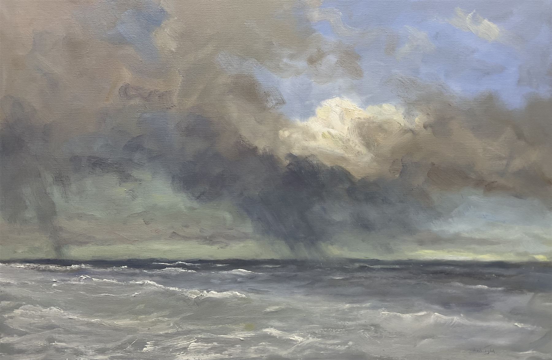 Neil Tyler (British 1945-): 'Squally Weather', oil on canvas signed, titled verso 49cm x 74cm