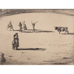 After Frederick Halpern (Austrian/Australian 1909-?): La Tauromaquia or Bullfighting, set of three etchings signed in pencil, 19cm x 24cm (3)