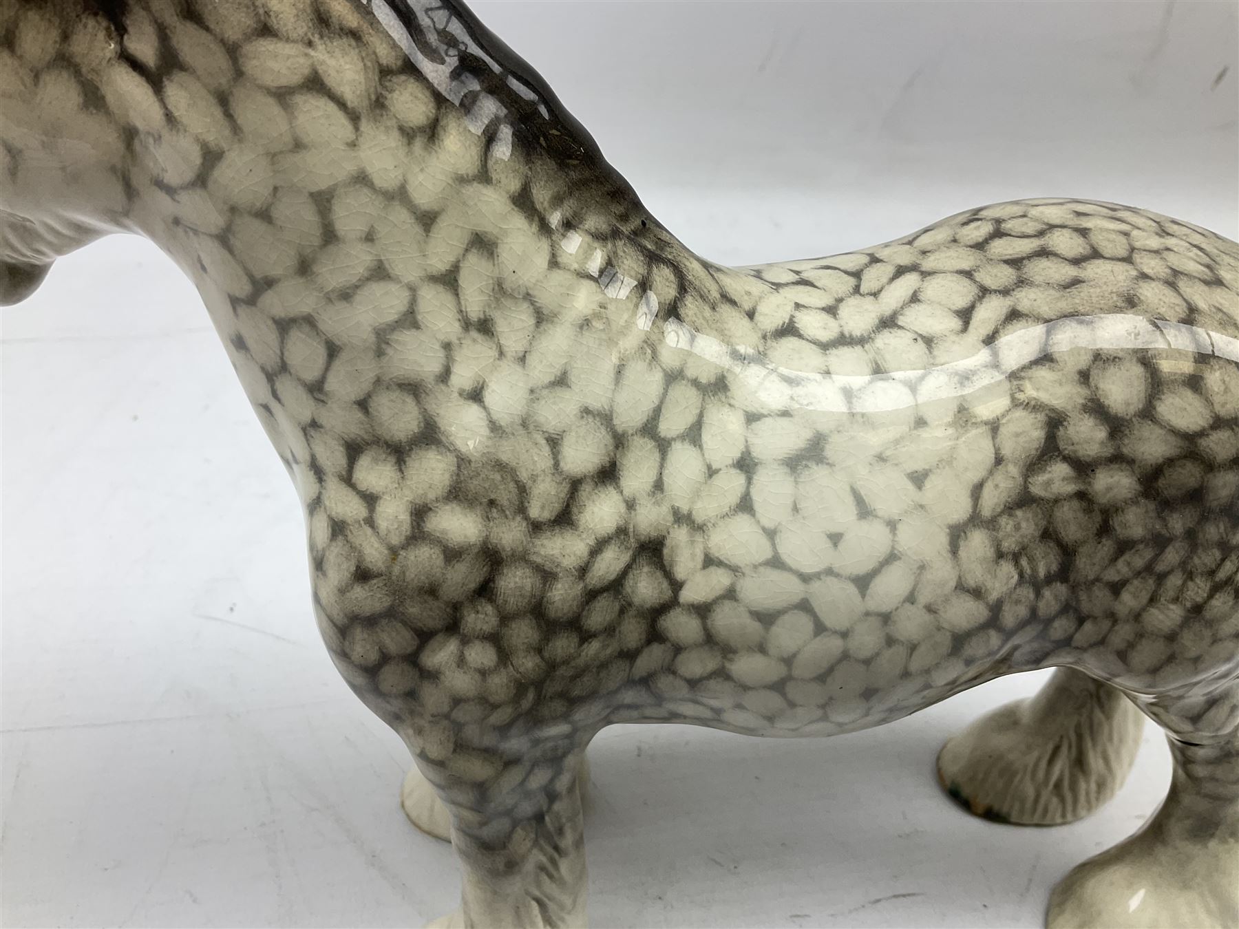 Beswick Shire horse in rocking horse grey no. 818, with printed mark beneath, H21cm