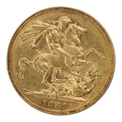 Queen Victoria 1887 gold full sovereign coin