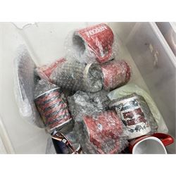 Quantity of Nescafe memorabilia and merchandise, and various mugs, Star Wars etc in two boxes