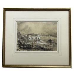 Joseph Newington Carter (British 1835-1871): 'The New Music Hall Scarborough, South Front' - View of The Spa, pencil ink and wash signed and inscribed 'Drawn from Nature 1859', 25cm x 35cm 
Provenance: private local collection, purchased Walker Galleries, Harrogate 1997, label verso 
Notes: a rare and important JN Carter original drawing for a later lithograph by F Jones, printed by Day & Son, pub. SW Theakston - sold together with an example of the lithograph 26cm x 35cm (2)