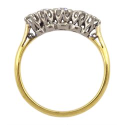 Gold graduating five stone diamond ring, stamped 18ct, total diamond weight approx 0.40 carat