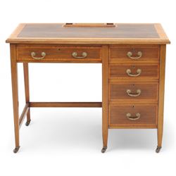 Early 20th century Edwardian mahogany single pedestal writing desk, the crossbanded rectan...
