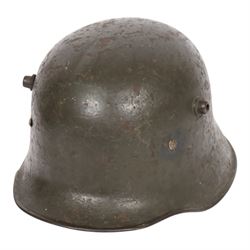 German M16 army helmet, B painted inside, missing liner, with chinstrap
