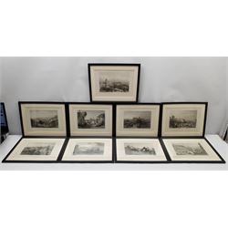 After William Brockedon (British 1787-1854): Italian Topographical Views, set six engravings, together with three further engravings after Prout, Roberts and Leitch from the same series, 20cm x 29cm (9)