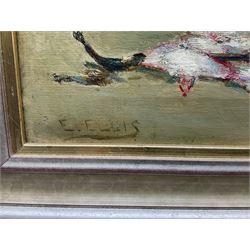 Edwin John Ellis (British 1841-1895): Fishwife Cleaning Skate on the Shore, oil on canvas signed 35cm x 53cm