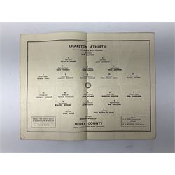 1946 FA Cup Final Charlton Athletic v Derby County football programme played 27th April 1946 at Wembley. Provenance: By direct descent from the family of Raich Carter having been consigned by his daughter Jane Carter.