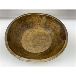 19th century sycamore adzed dairy bowl, D52.5cm