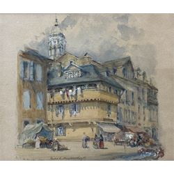 Mary Weatherill (British 1834-1913): Continental Market Place, watercolour heightened in white signed and dated April 19th 1897 and attributed by her brother Richard 19cm x 23cm
