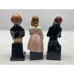 Sixteen Royal Doulton Charles Dickens figures, to include Oliver Twist, Fat Boy, Fagan, Stiggins etc, all with printed marks beneath