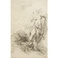 Pietro Annigoni OMRI (Italian 1910-1988): Liturgy and Studies, three drypoint etchings signed in pencil max 17cm x 28cm