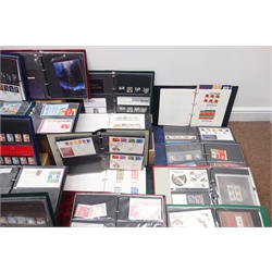  Large collection of approximately 3000 GBP face value of unused postage including higher values, many 1st class stamps, stamp sheets, presentation packs etc and many FDCs including multiples displaying postmark varieties, in fifty albums/binders and quantity of PHQ cards, viewing recommended in order to appreciate the variety of this impressive collection  