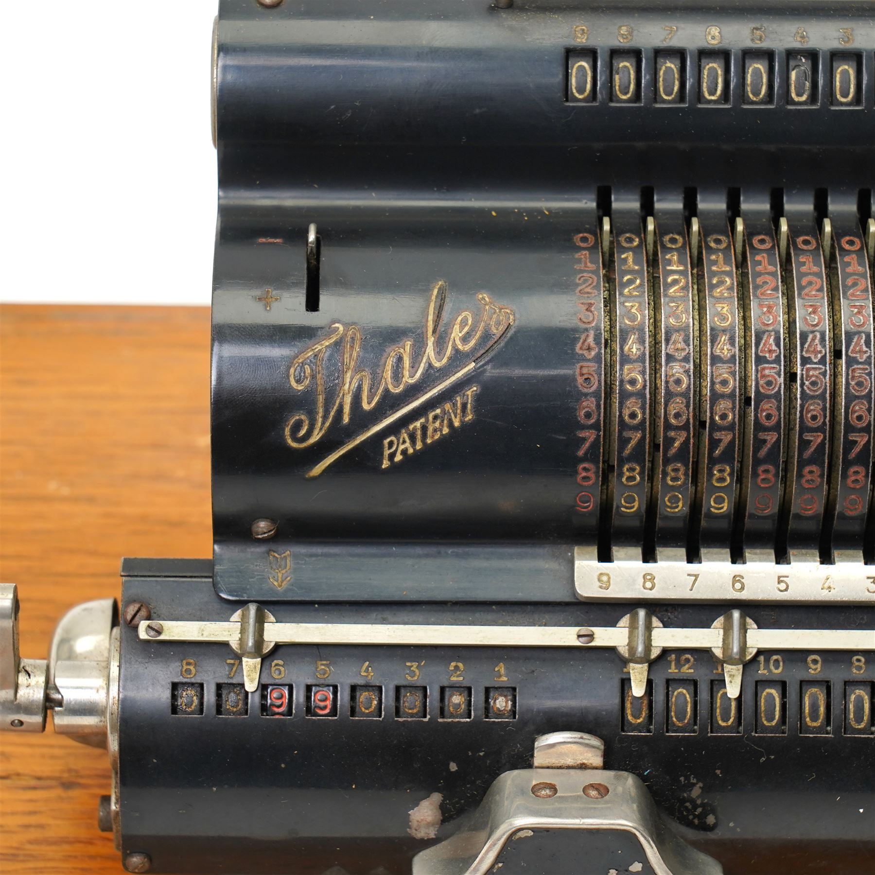 Thales Patent Antique Mechanical Adding Machine or comptometer, in wooden case 