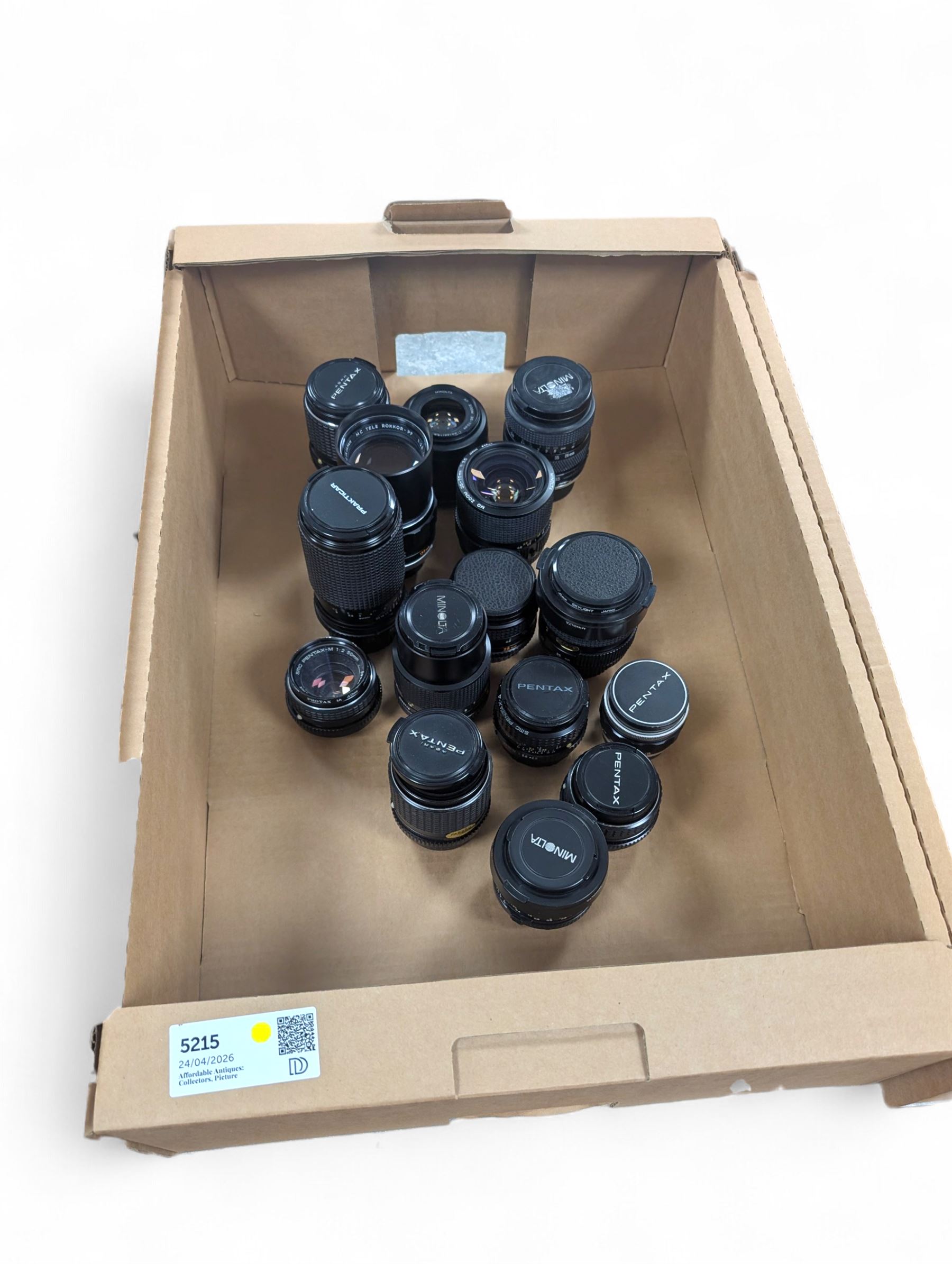 Collection of Minolta and Pentax camera lenses