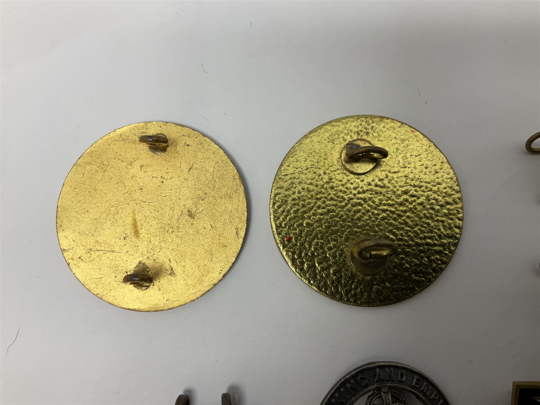 Two Services Rendered badges Nos.B23060 and B201341; two MSO BAOR (Mixed Services Organisation British Army of the Rhine) badges; small quantity of shoulder titles, lapel/sweetheart brooches, buttons and non-military related items