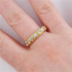 18ct gold round brilliant cut diamond half eternity ring, stamped, total diamond weight approx 1.00 carat
