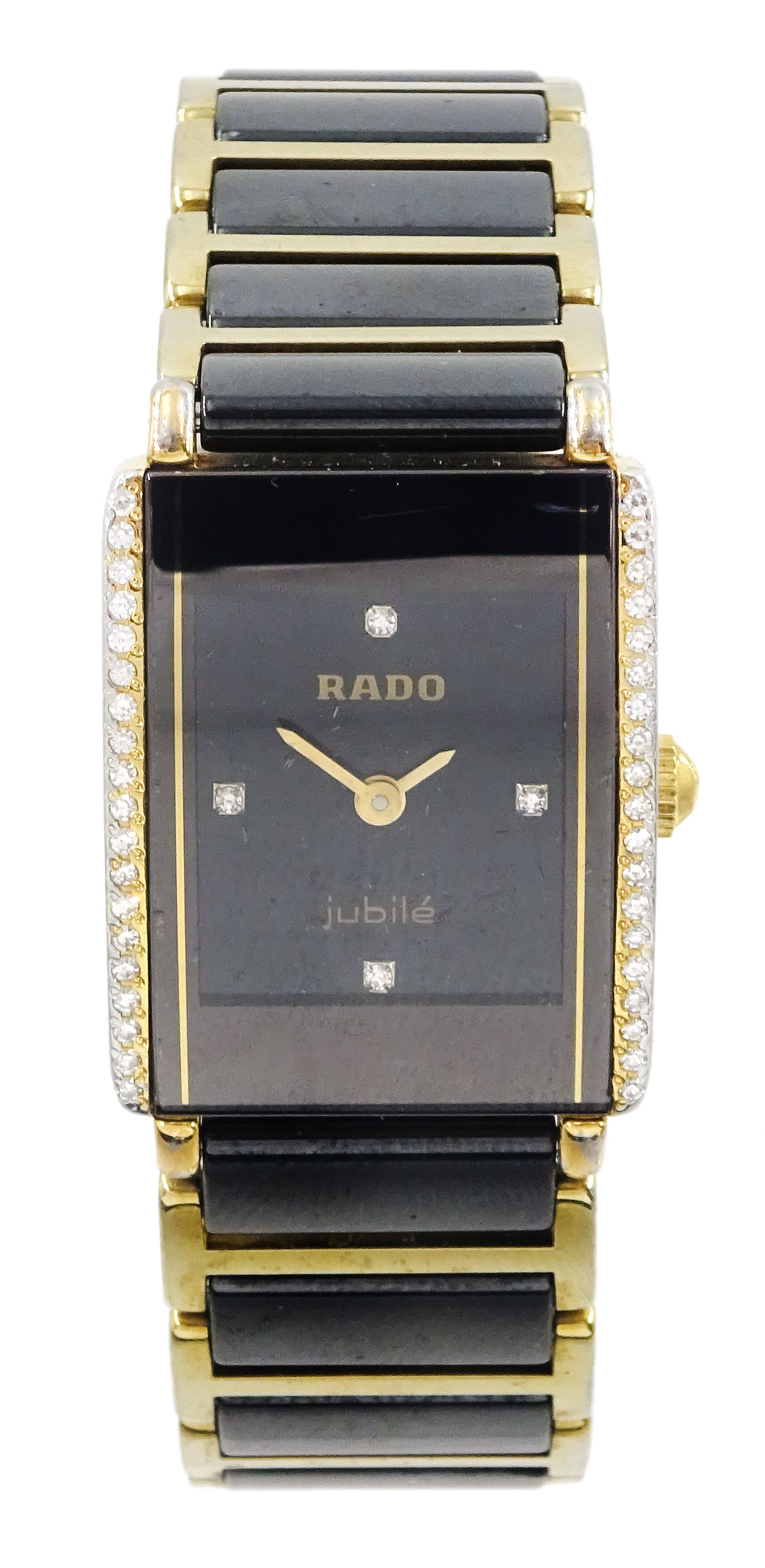 Rado Jubile 18mm Black Gold Womens Quartz Diamond Wristwatch Ceramic Bracelet ⋆ R a d o ⋆ Rado Integral watch Diastar Jubile integral  main image 2