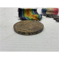 WWI pair of medals comprising British War Medal and Victory Medal awarded to 32682 Pte. W. Meadows W. Rid. R. in issue box; WWI pair of medals comprising 1914-15 Star and Victory Medal awarded to 3720 Pte. (later Cpl.) E. Petty W. York. R. with issue letter from Tank Corps; WWII group of five medals comprising 1939-45 War Medal, Defence Medal and 1939-45, Italy and Africa Stars; all with ribbons; and book of nineteen seaman's Certificates of Discharge to cook Charles Filburn 1893 - 1901 from various British ports