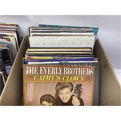 Collection of vinyl LP records in three boxes, including Michael Jackson, Madonna and Elvis, in three boxes 