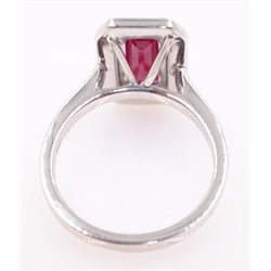  Natural ruby and diamond white gold ring hallmarked 18ct, ruby approx 2.6 carat  