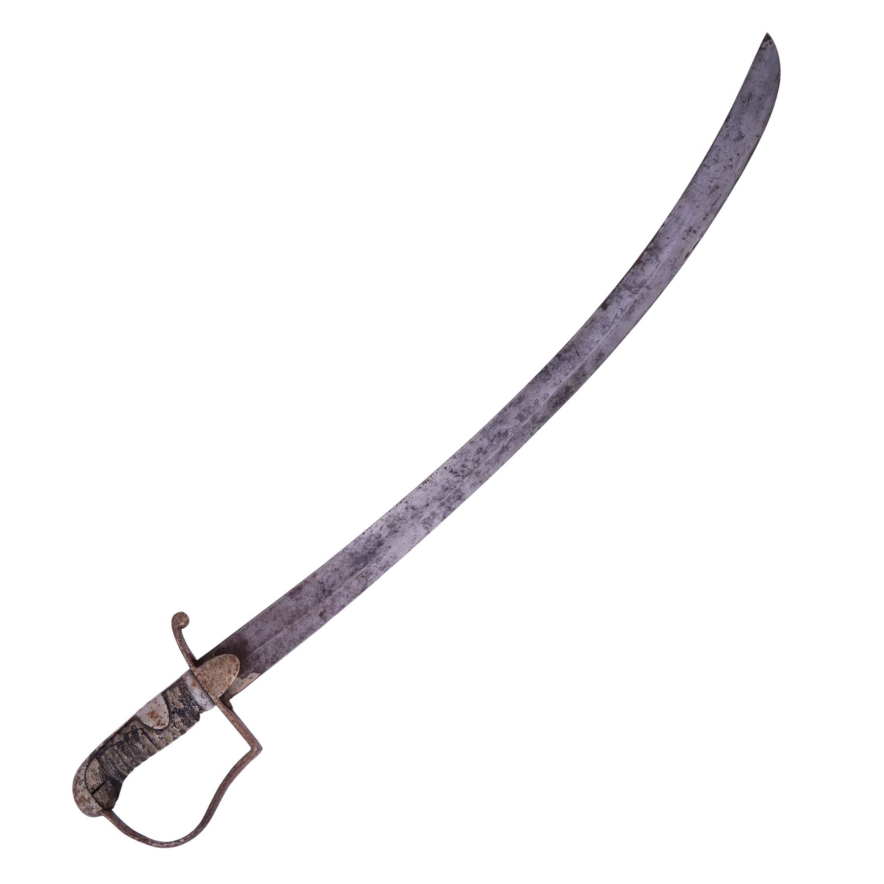 British Light Cavalry sword, with single edged curved blade and metal scabbard, overall L100cm 