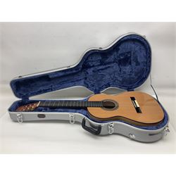 Juan Montes Rodriguez Spanish Flamenco acoustic guitar model R6; bears label dated 2020; in metallic finish fitted hard carrying case